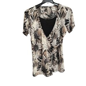 Women's Blouse Short Sleeves Abstract Flower